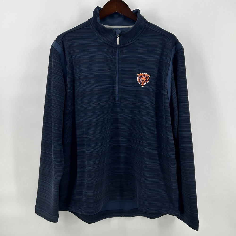 Tommy Bahama Chicago Bears Pullover Mens XL Blue 1/4 Zip NFL Performance UPF 30